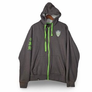 JINX Overwatch Genji Ultimate Zip Up Hoodie Mens Large Grey Blizzard Video Game